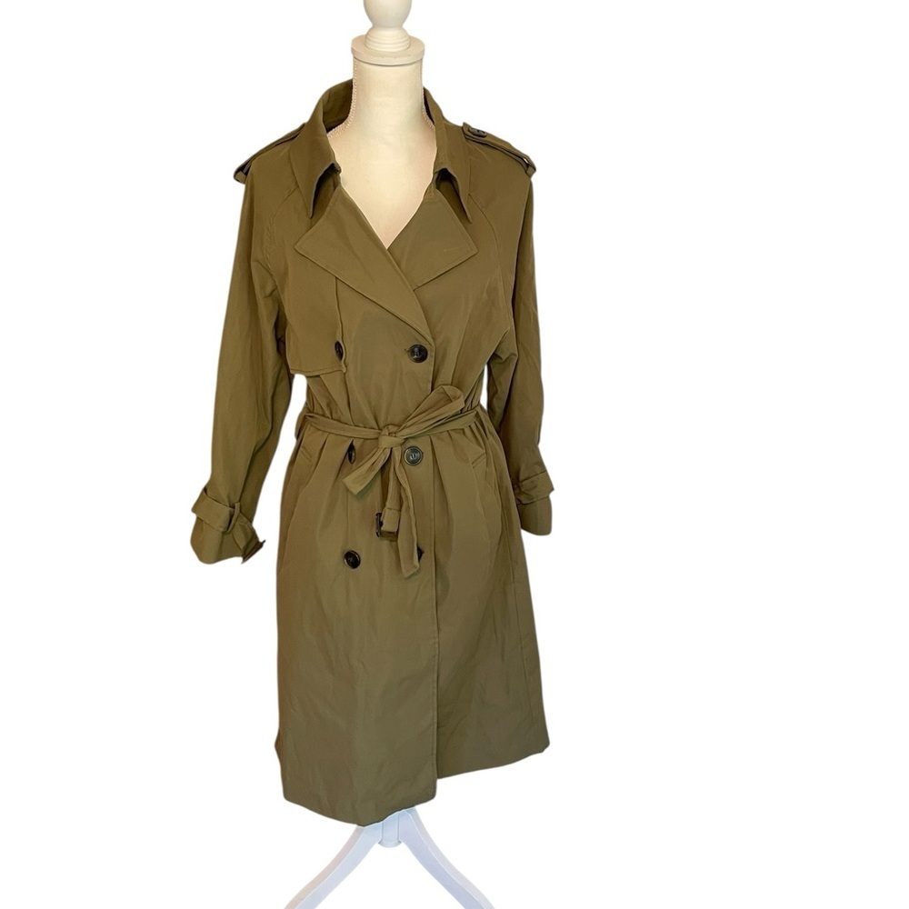 NWT Petal & Pup Olive Green Belted Double Breasted Trench Coat Size XS - Picture 4 of 14